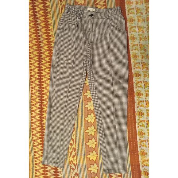 SILENCE + NOISE High Rise Gingham Plaid Tapered Pants in Black & White WOMEN'S 2 - Picture 1 of 6